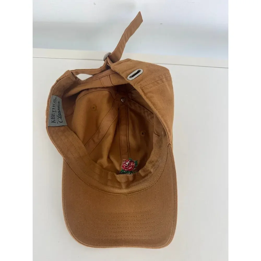Kbethos Classic Womens Embroidered Red Rose Adjustable Y2K Tan Baseball Cap Hat